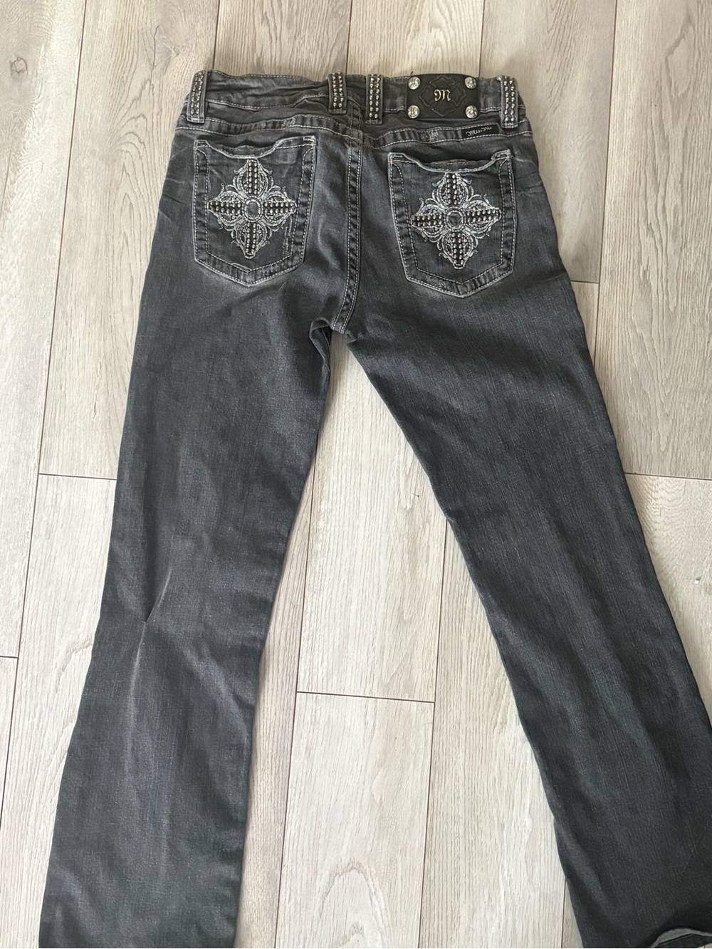 Miss Me Black Boot Cut Jeans with Embroidered Back Pockets